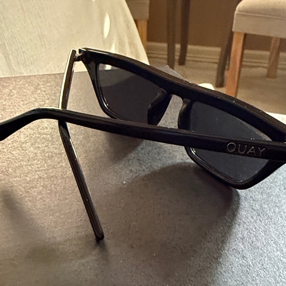 Quay Black Rectangular Sunglasses